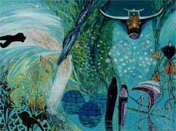 Сънят на сините костенурки // The Dream of the Blue .... ; 90x120; Oil on Canvas; available 